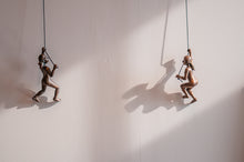 Load image into Gallery viewer, 2 Piece Climbing Sculpture Wall Art Gift For Home Decor Interior Design Rock Climbing Woman Contemporary Artwork Bronze