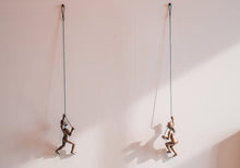 Load image into Gallery viewer, 2 Piece Climbing Sculpture Wall Art Gift For Home Decor Interior Design Rock Climbing Woman Contemporary Artwork Bronze