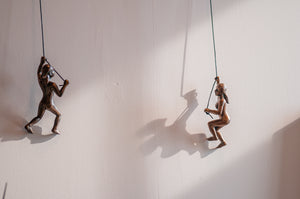 2 Piece Climbing Sculpture Wall Art Gift For Home Decor Interior Design Rock Climbing Woman Contemporary Artwork Bronze