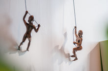 Load image into Gallery viewer, 2 Piece Climbing Sculpture Wall Art Gift For Home Decor Interior Design Rock Climbing Woman Contemporary Artwork Bronze
