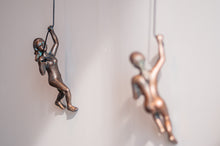 Load image into Gallery viewer, 2 Piece Climbing Sculpture Wall Art Gift For Home Decor Interior Design Rock Climbing Woman Contemporary Artwork Bronze