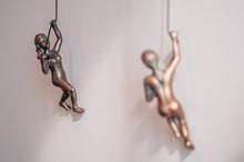 Load image into Gallery viewer, 2 Piece Climbing Sculpture Wall Art Gift For Home Decor Interior Design Rock Climbing Woman Contemporary Artwork Bronze
