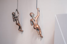 Load image into Gallery viewer, 2 Piece Climbing Sculpture Wall Art Gift For Home Decor Interior Design Rock Climbing Woman Contemporary Artwork Bronze
