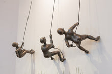 Load image into Gallery viewer, 3 Piece BIG Climbing Sculpture Wall Art Gift For Home Decor Interior Design Rock Climber Climbing Man Contemporary Artwork Resin BRONZE