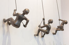 Load image into Gallery viewer, 3 Piece BIG Climbing Sculpture Wall Art Gift For Home Decor Interior Design Rock Climber Climbing Man Contemporary Artwork Resin BRONZE