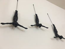 Load image into Gallery viewer, 3 Piece Plunging Sculpture Wall Art Gift For Plungers Hand Painted Climber Plunging Man Contemporary Artwork Resin Home Decor BLACK