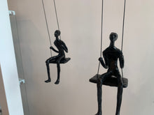 Load image into Gallery viewer, 2 piece set 3D Sculpture Swing Gift For Home Decor Interior Design UNIQUE AND AMAZING Hand made and hand painted Black