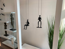 Load image into Gallery viewer, 2 piece set 3D Sculpture Swing Gift For Home Decor Interior Design UNIQUE AND AMAZING Hand made and hand painted Black