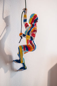 2 Piece Climbing Sculpture Wall Art Gift For Home Decor Interior Design Rock Climbing Woman Contemporary Artwork Hand Painted Mixed Lines