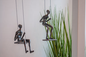 2 piece set 3D Sculpture Swing Gift For Home Decor Interior Design UNIQUE AND AMAZING Hand made and hand painted Bronze