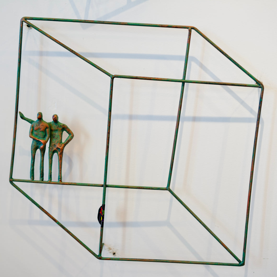 1 piece set 3D BUY 4 GET 1 FREE Sculpture Wall Art Gift For Home Decor Interior Design square illusion Man Contemporary Artwork metal