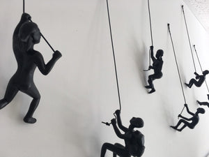 7 Piece Climbing Sculpture Wall Art Gift For Home Decor Interior Design Rock Climbing Man Contemporary Artwork woman Black
