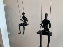Load image into Gallery viewer, 2 piece set 3D Sculpture Swing Gift For Home Decor Interior Design UNIQUE AND AMAZING Hand made and hand painted Black
