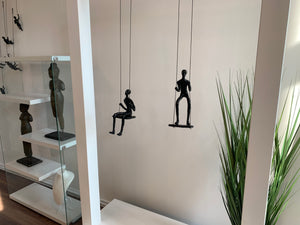 2 piece set 3D Sculpture Swing Gift For Home Decor Interior Design UNIQUE AND AMAZING Hand made and hand painted Black